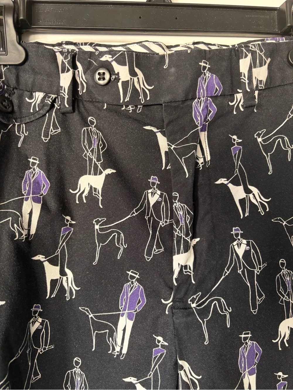 Polo Golf Ralph Lauren Golf Shorts Men's 34 Black Purple Dog Walker Loud Print